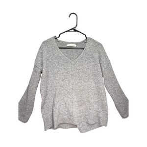 Velvet by Graham & Spencer Sweater Womens Medium Gray Cashmere V Neck Pullover